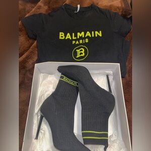 Balmain Black and Yellow Sock Boots